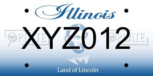 XYZ012 Illinois License Plate