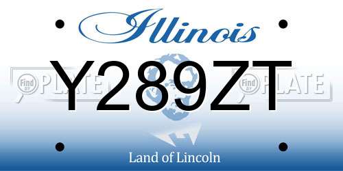 Y289ZT Illinois License Plate
