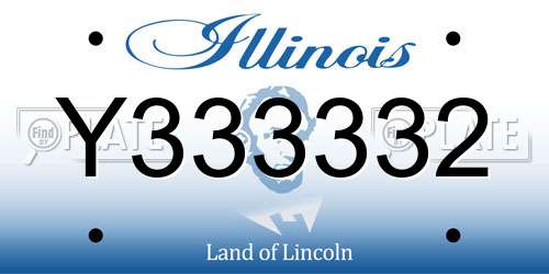 Y333332 Illinois License Plate