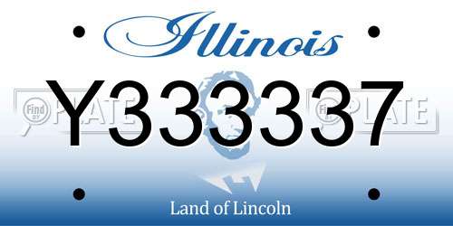 Y333337 Illinois License Plate