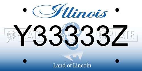 Y33333Z Illinois License Plate