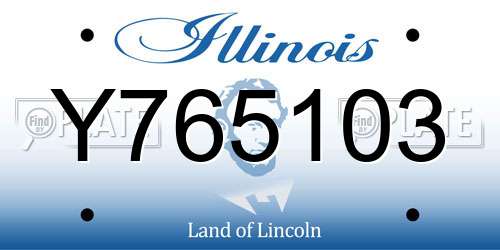Y765103 Illinois License Plate