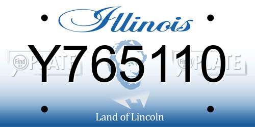 Y765110 Illinois License Plate
