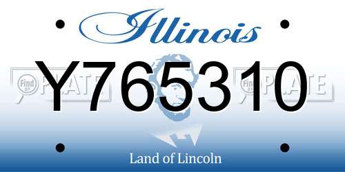Y765310 Illinois License Plate