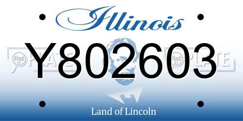Y802603 Illinois License Plate