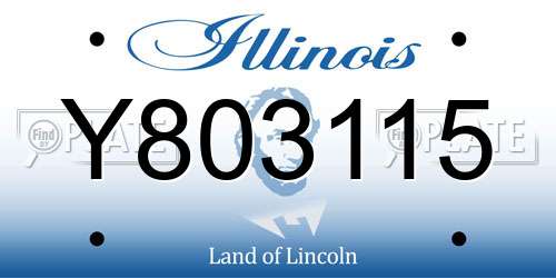 Y803115 Illinois License Plate