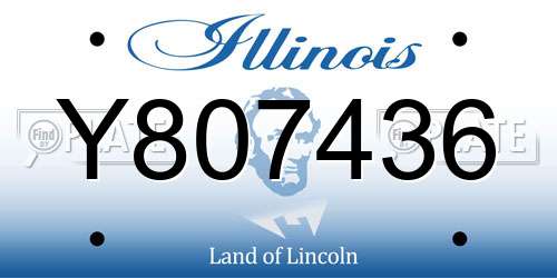 Y807436 Illinois License Plate