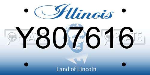 Y807616 Illinois License Plate
