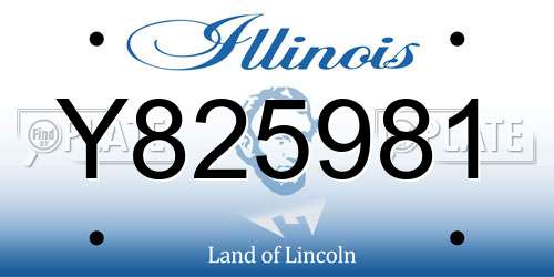 Y825981 Illinois License Plate