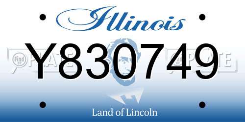 Y830749 Illinois License Plate