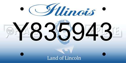 Y835943 Illinois License Plate