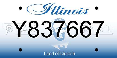 Y837667 Illinois License Plate
