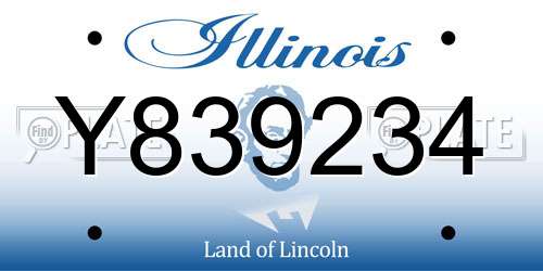 Y839234 Illinois License Plate