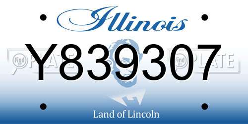 Y839307 Illinois License Plate