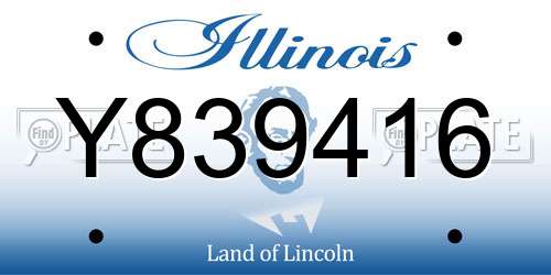 Y839416 Illinois License Plate