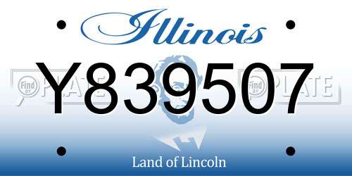 Y839507 Illinois License Plate
