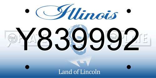 Y839992 Illinois License Plate
