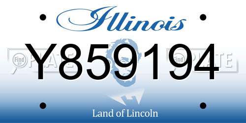 Y859194 Illinois License Plate