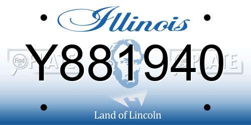 Y881940 Illinois License Plate