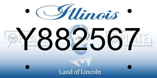 Y882567 Illinois License Plate