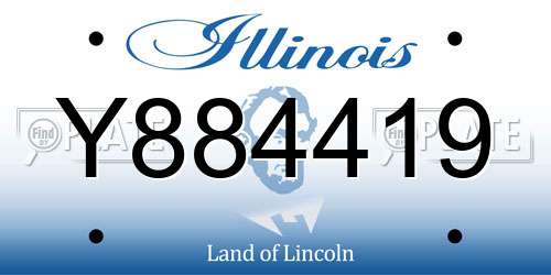 Y884419 Illinois License Plate
