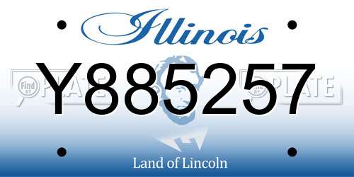 Y885257 Illinois License Plate