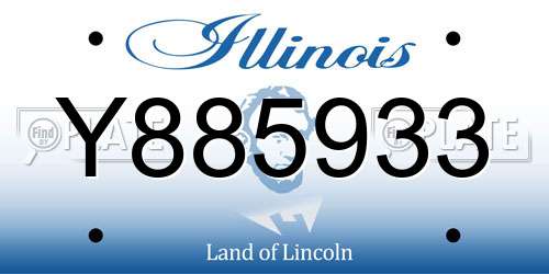 Y885933 Illinois License Plate