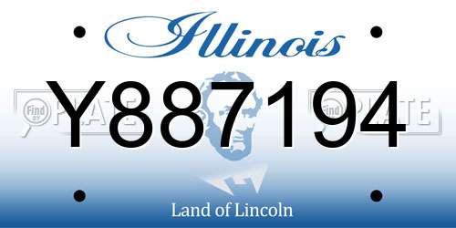 Y887194 Illinois License Plate