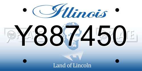 Y887450 Illinois License Plate