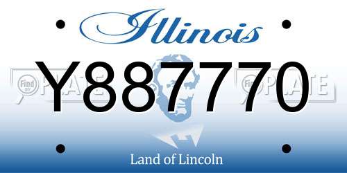 Y887770 Illinois License Plate