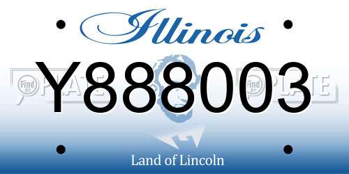 Y888003 Illinois License Plate