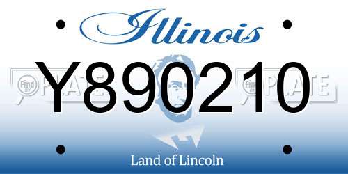 Y890210 Illinois License Plate