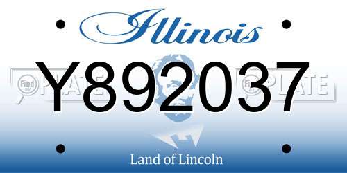 Y892037 Illinois License Plate
