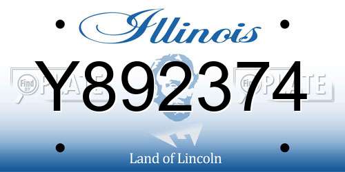 Y892374 Illinois License Plate