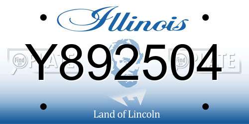 Y892504 Illinois License Plate