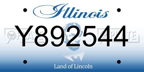 Y892544 Illinois License Plate