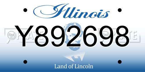 Y892698 Illinois License Plate