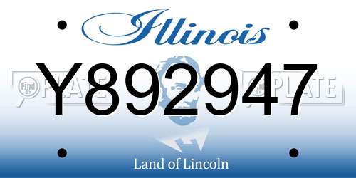 Y892947 Illinois License Plate