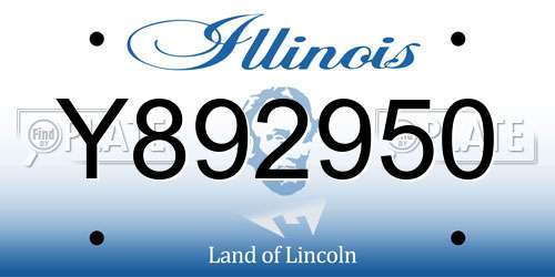 Y892950 Illinois License Plate