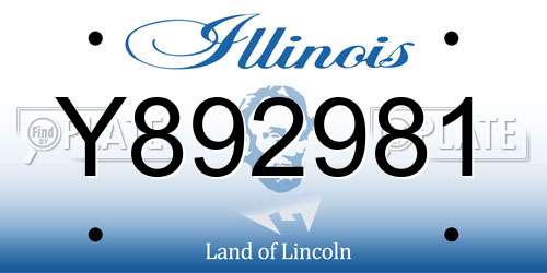 Y892981 Illinois License Plate