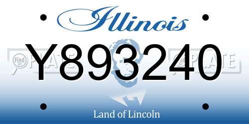 Y893240 Illinois License Plate