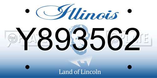 Y893562 Illinois License Plate