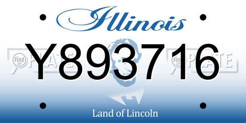 Y893716 Illinois License Plate