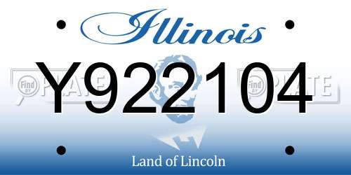 Y922104 Illinois License Plate
