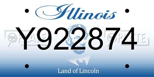 Y922874 Illinois License Plate