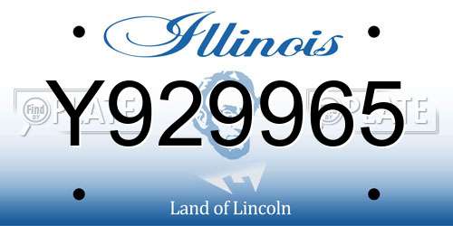 Y929965 Illinois License Plate