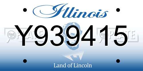 Y939415 Illinois License Plate
