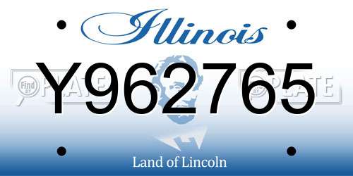 Y962765 Illinois License Plate