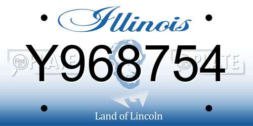 Y968754 Illinois License Plate
