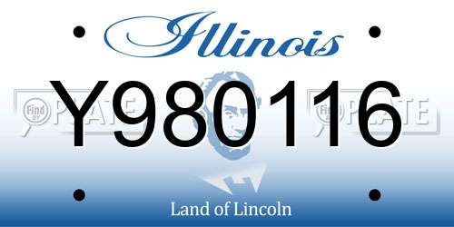 Y980116 Illinois License Plate